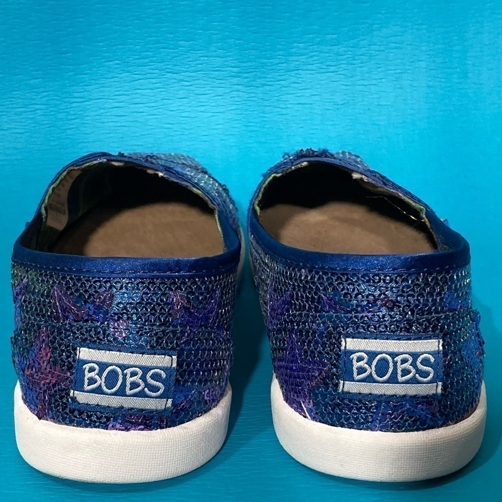 Bobs by Skechers Women's Purple/Blue Glitter Slip On Flat Casual Shoes Size 6.5 - Picture 4 of 11